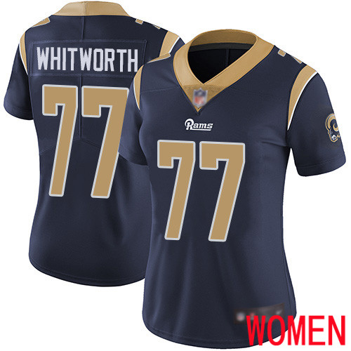 Los Angeles Rams Limited Navy Blue Women Andrew Whitworth Home Jersey NFL Football #77 Vapor Untouchable